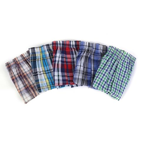 High Quality Brand Men's Boxer Shorts Woven Cotton 100% Classic Plaid Combed Male Underpant Loose Breathable Oversize 4 Pcs ► Photo 1/6