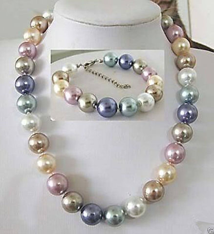 Free Shipping >> dazzling Pretty 12mm multicolor mix Southsea Shell Pearl Necklace Bracelet ► Photo 1/1
