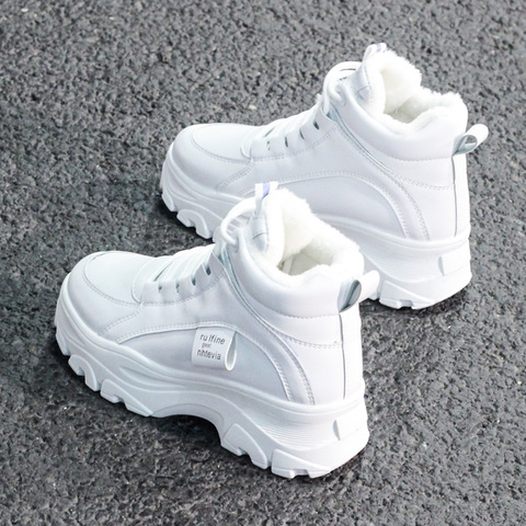 FUJIN / Women's casual sneakers; winter sneakers with plush fur; warm women's shoes; women's shoes with lacing; women's shoes on ► Photo 1/6