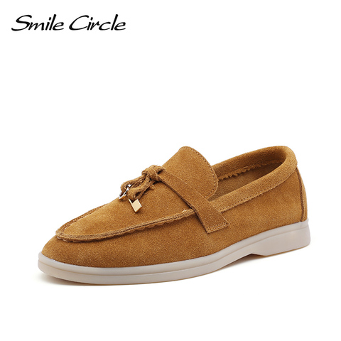 Smile Circle/cow-suede loafers Women Slip-On flats shoes Genuine Leather Ballets Flats Shoes for women Moccasins big size 36-42 ► Photo 1/6
