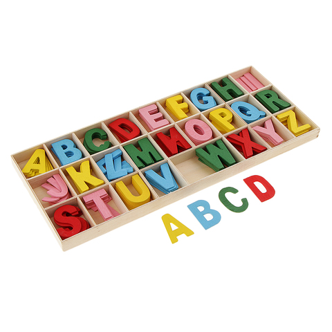 156 Pieces Wooden Alphabet Letters with Storage Tray Box Kids Educational Toys ► Photo 1/6