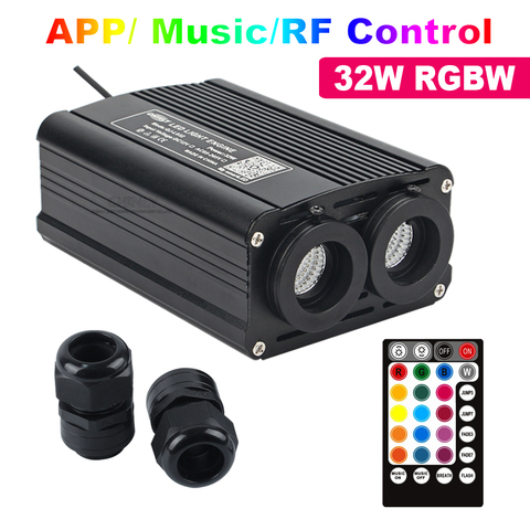 RGBW 32W LED Fiber Optic Engine Smart Bluetooth /Music /RF Remote Control double Head Light Source for All Fiber Optic Cable ► Photo 1/6
