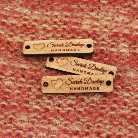 Wooden labels,  knit labels, Custom Design, custom engraving, Logo or TextPersonalized Brand, Icon options (WD3153) ► Photo 1/6