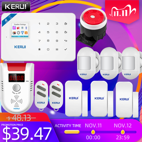 Security Alarm Siren System KERUI W18 Home Security Alarm System Mobile APP Receiving GSM WIFI Connection Color Screen Wireless ► Photo 1/6