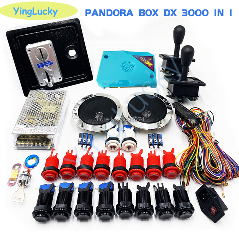 Free shipping pandora box 3D DX 3000 IN 1 DIY ARCADE KIT+power supply+jamma cable+American joystick buttons doll door ► Photo 1/6
