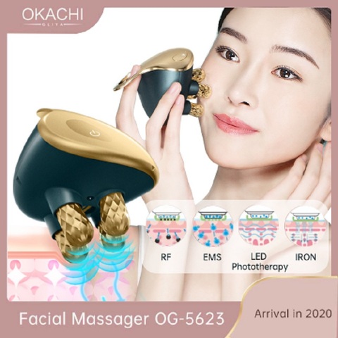 5 in 1 Facial Massager RF EMS with 4D Massage Head Home Use Facial Device Promote Face Cream Absorption 5 Light Color Modes ► Photo 1/6