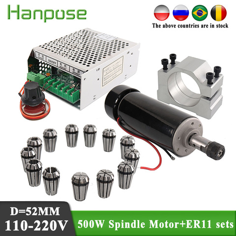 Air cooling spindle DC motor + power + CNC ER11 collet 500W For 3D Printer Monitor Equipment ► Photo 1/6