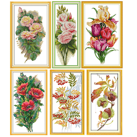 Stamped Cross Stitch Kit Joy Sunday A Bunch of Flowers Printed 11CT 14CT Counted Cross-stitch Handmade Embroidery Needlework Set ► Photo 1/5