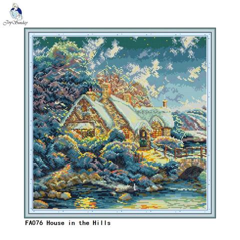 House in the Hills Cross Stitch kits 14ct Counted Printed Canvas 11ct Fabric Embroidery DIY Handmade Needlework Crafts ► Photo 1/6