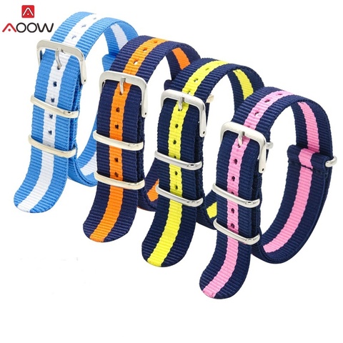 Nylon NATO Watchband Heavy Duty Nylon Canvas Strap 18mm 20mm 22mm Striped Fashion Replacement Watch Band Top Quality ► Photo 1/6
