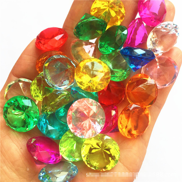 20mm Faux Diamond Jewels Treasure Chest Pirate Acrylic Crystal Gems Filler Toys 
