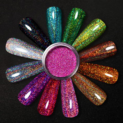 Holographics Powder On Nails Laser Silver Red Glitter Chrome Sparking Shining Sequins Gel Polish Flakes Manicures Decoration ► Photo 1/6