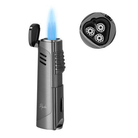 PIPITA Windproof Cigar Lighter Torch Butane Lighter, Adjustable Triple Jet Flame Cigar Lighter Refillable Gas, Pocket Size Cigar ► Photo 1/6