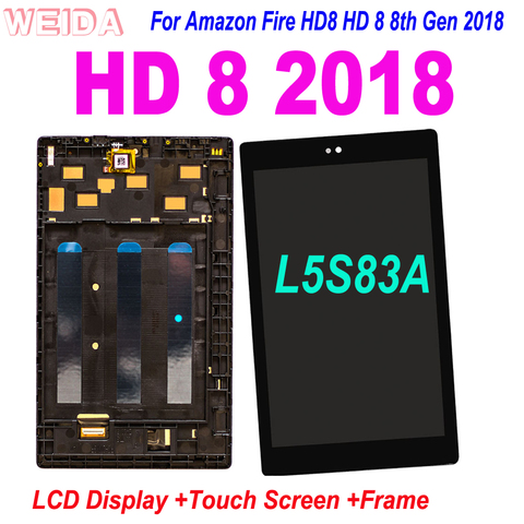 8.0'' For Amazon Fire HD8 HD 8 8th 2022 L5S83A LCD Display Touch Screen Digitizer Assembly with Frame for Amazon Fire HD 8 2022 ► Photo 1/6