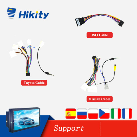 Hikity 2 Din Car radio Car Multimedia Player for Universal Accessories Adapter Connector Plug Cable for VW Nissian Toyota Wire ► Photo 1/5