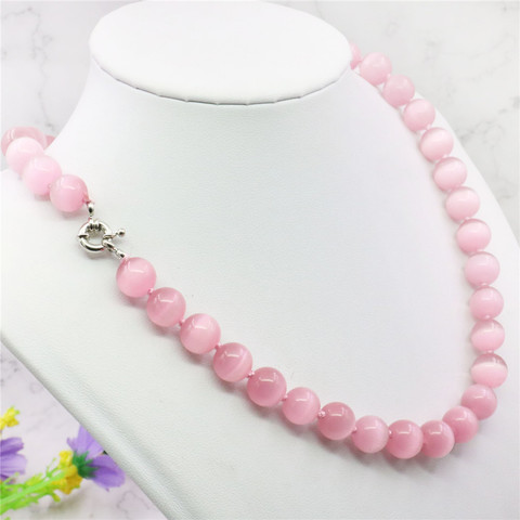 Fashion New AAA++ 10mm Pink Mexican Opal Round Necklace 18'' Beads  Fashion Jewelry Making Design Natural stone Wholesale Price ► Photo 1/6