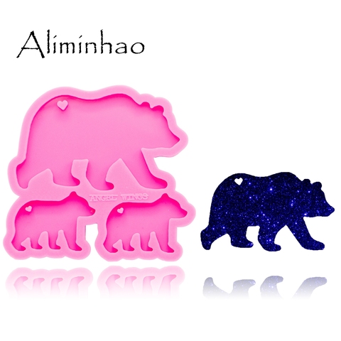DY0274 Shiny Bear family mold Mother and baby Silicone Molds DIY epoxy keychains Mould custom keychain ► Photo 1/6