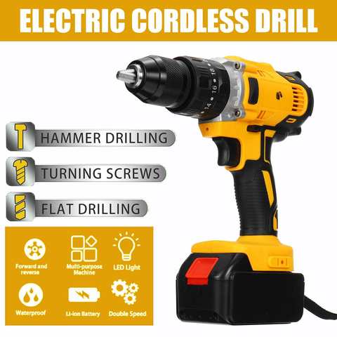 48V Electric Screwdriver Cordless Drill Lithium Battery Wireless Rechargeable Hand Drill Household DIY Electric Drill Power Tool ► Photo 1/6