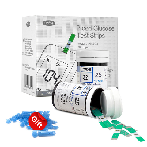 Cofoe Yiling mg/dL Diabetes Blood Glucose Test Strips Medical Without Glucometer Diabetic Test Strips Lancet Needle Blood Test ► Photo 1/6