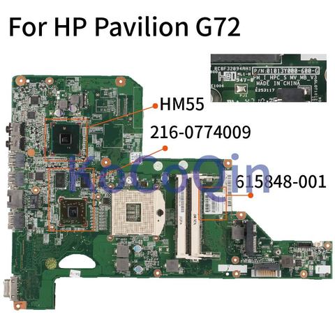 KoCoQin laptop Motherboard For HP Pavilion G72 615848-001 615848-501 01013Y000-600-G HM55 216-0774009 DDR3 Mainboard ► Photo 1/6