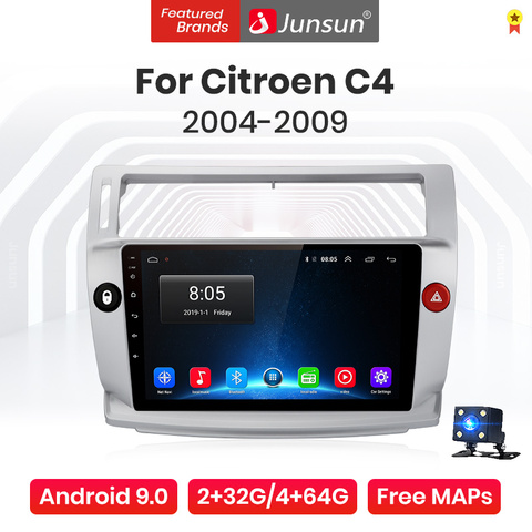 Junsun V1 Pro 4G+64G Android 10.0 4G Car Radio Multimedia Player For Citroen C4 2004 - 2009 GPS no 2din autoradio ► Photo 1/5