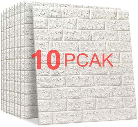 Novelty Wall Stickers Home Wall Decoration Pe Foam Self-Adhesive Wall Panel White 3D Brick Pattern Wall Sticker Wallpaper (10pc) ► Photo 1/6
