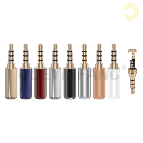 QUEYINFANG 3.5mm Wire Connector Copper Audio Plug 4-Pole Gold-plated Earphone Adapter 3.5mm 4 Poles Male Plug ► Photo 1/6