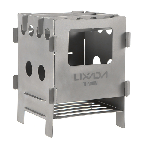 Lixada Titanium Wood Stove Lightweight Folding Wood Stove Outdoor Camping Stove Picnic Cooking Burners Backpacking Furnace ► Photo 1/6