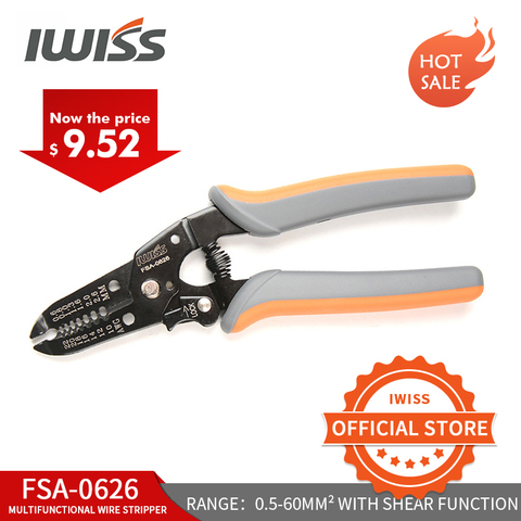 IWISS FSA-0626 multifunctional wire stripping plier with cable cutter Φ0.6-2.6mm (20-10AMG) wire Stripping Tools shear function ► Photo 1/6