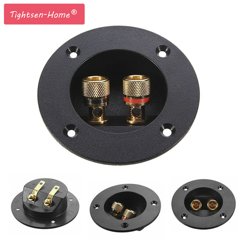 New Plug Round Boxes With 2 Banana Jack Subwoofer Speaker Terminal Connectors Glided ► Photo 1/6