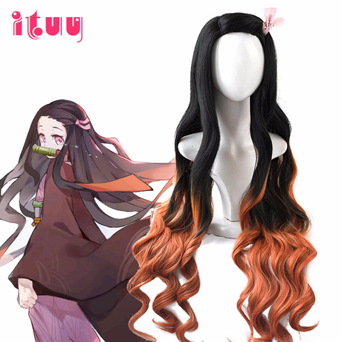 Kamado Nezuko Wig Demon Slayer: Kimetsu no Yaiba Nezuko Cosplay 95cm Gradient Long Hair Accessories Heat Resistant Synthetic Wig ► Photo 1/6