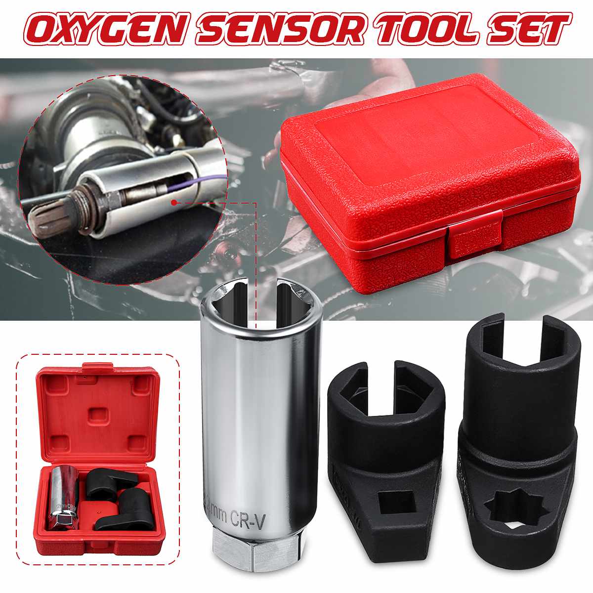 3Pcs Universal O2 Oxygen Lambda Sensor Socket 6 Point Wrench Tool Remover Installer Set Box ► Photo 1/5