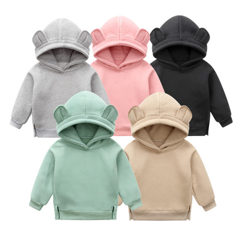 New Baby Boys Girls Autumn Sweater Cute Hoded Clothes Korean Version Warm Plus Velvet Sweatershirt  Baby Out Wear ► Photo 1/6