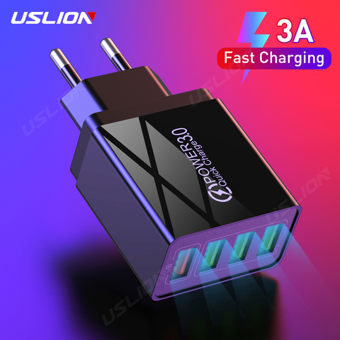 USLION 3.1A USB Charger Quick Charge 3.0 48W Fast Charging EU UK Plug Wall Mobile Phone Adapter For iPhone Samsung Xiaomi Mi 9 ► Photo 1/6