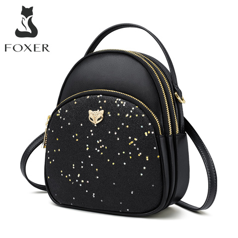 FOXER Glett Design Mini Female Backpack Split Leather Multilayer Space Women Shoulder Bag New Fashion Tote Girl Valentine's Gift ► Photo 1/6