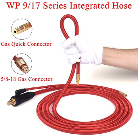 WP9 WP17 TIG Welding Torch Gas-Electric Integrated Rubber Hose Cable Wires 5/8 Quick Connector 3.8M 35-50 Euro Connector 12.47Ft ► Photo 1/6