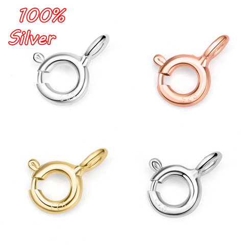 6pcs 925 Sterling Silver Color Round Claw Spring Clasps Hooks For Bracelet Necklace Connectors DIY Jewelry Making ► Photo 1/5