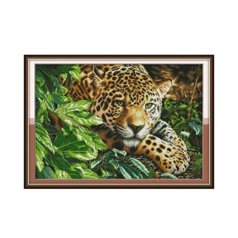 Leopard cross stitch kit aida 14ct 11ct count print canvas cross stitches   needlework embroidery DIY handmade ► Photo 1/1