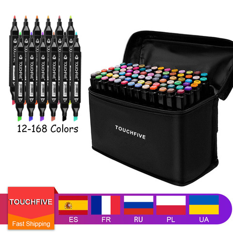 TOUCHFIVE 12-168 Colors Alcohol Sketch Markers Pen Set Dual Tip