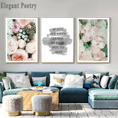 Peony Flower Canvas Motivational Poster Wall Art Print Painting Nordic Style Wall Picture Living Room Scandinavian Home Decor ► Photo 1/5