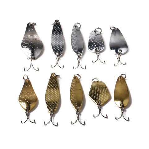 Hengjia 1pcs Metal Bait Spoon Lure with Treble Hook Gold /Silver River Fishing Lure for Bass Pike Perch ► Photo 1/4