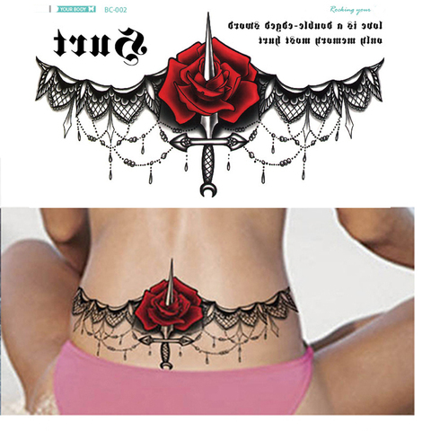 Sexy Chest Lower Back Tattoos for Women,Flower Temporary Tattoos Paper,Waterproof Tattoo Stickers ► Photo 1/6