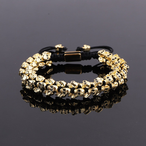 High Quality Men Jewelry Bracelet Handmade Cute Brass CZ Skull Charm Braided Luxury Macrame Bracelet Men ► Photo 1/1