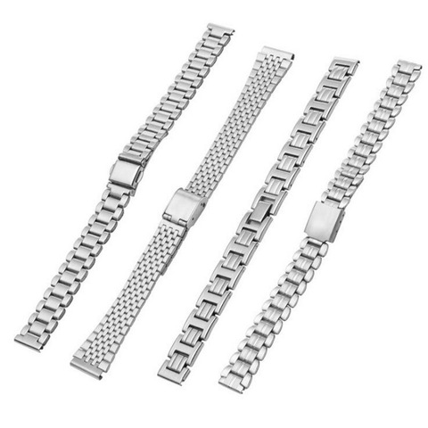 10mm 12mm 14mm 16mm 18mm Stainless Steel Watch Band Strap Bracelet Watchband Butterfly Clasps Silver Buckle For Women Men ► Photo 1/6