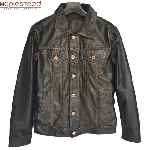 Men Genuine Leather Jacket Soft Slim Fit  Tanned Pigskin Leather Jackets Male Skin Coat Spring Clothing M483 ► Photo 1/6