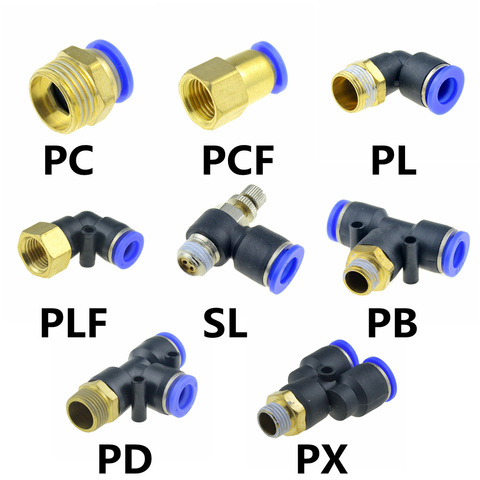 Pneumatic Quick Release Fitting Connector 6mm 8mm 10mm 12mm OD Hose Tube to 1/8 1/4 3/8 1/2 Thread Air Compressor Joint Coupler ► Photo 1/5