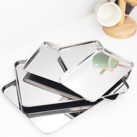 Stainless Steel Steamed Sausage Dish Rectangle Fruit Plate Restaurant Hotel Bread Loaf Pans Cake Baking Pastry Storage Tray ► Photo 1/6