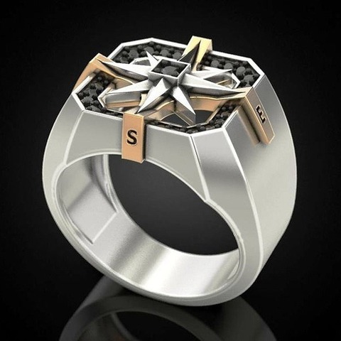 Men's Vintage 925 Silver Viking Compass Seal Ring Gift Jewelry Ring Wholesale Silver 925 Jewelry for Men size 7-12 ► Photo 1/5