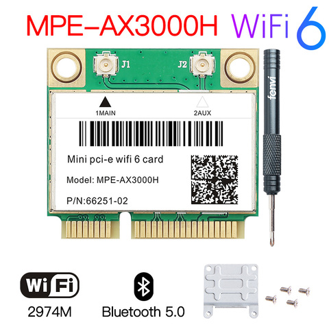 Mini PCI-E Wi-Fi6 MPE-AX3000H Adapter Wireless 2974Mbps Bluetooth 5.0 Wifi Card 802.11ax 160Mhz 2.4G/5G Wlan ethernet dongle ► Photo 1/6