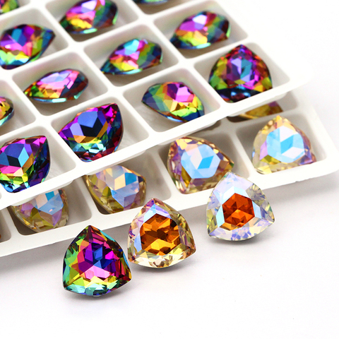 XIAOPU Iridescent Shimmer Trilliant K9 Glass Loose Rhinestones Pointback Strass Crystal Glue on Clothing Crafts DIY Jewelries ► Photo 1/6